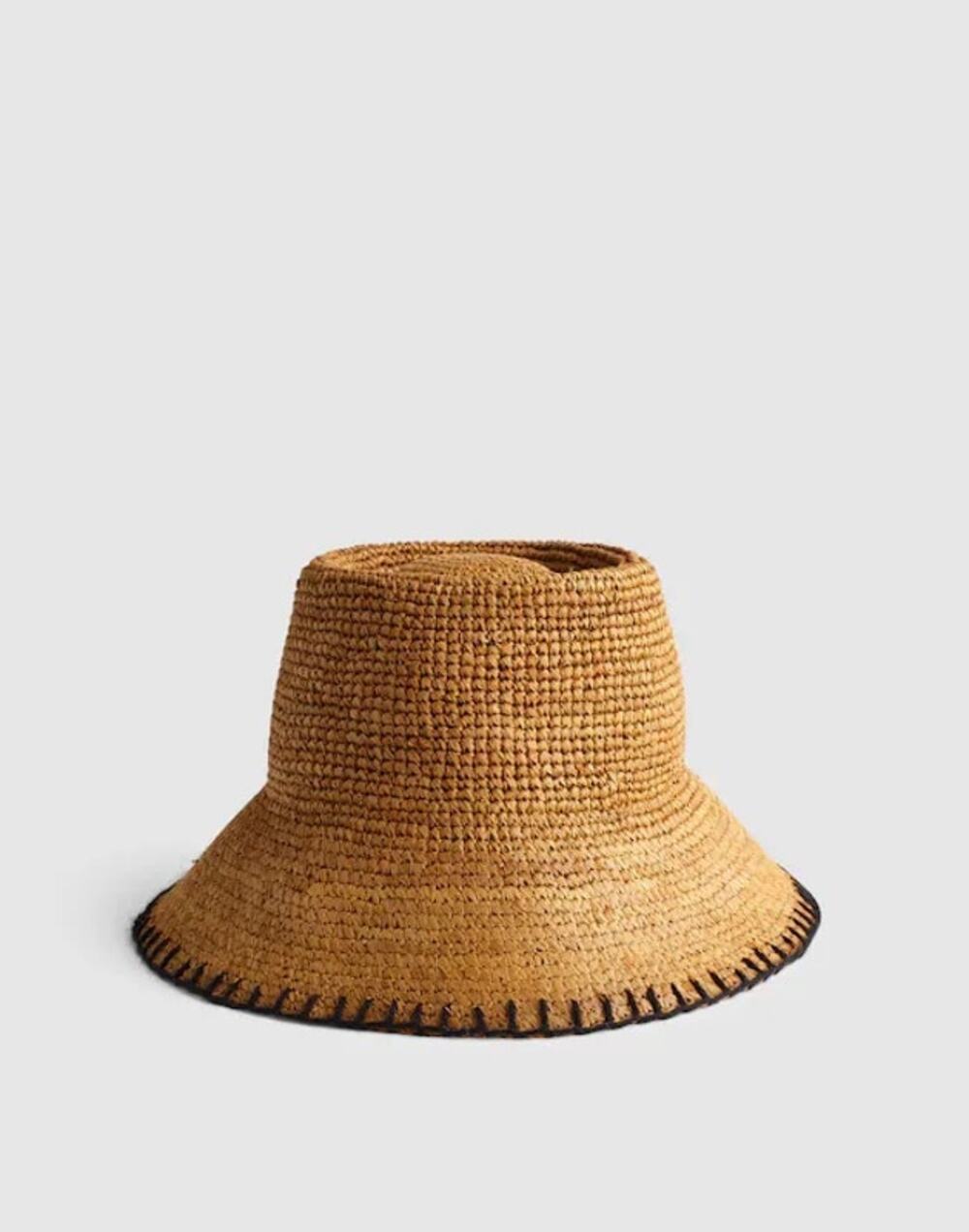 Madewell Blanket-Stitch Lantern Straw Hat in "Dune" Size S/M